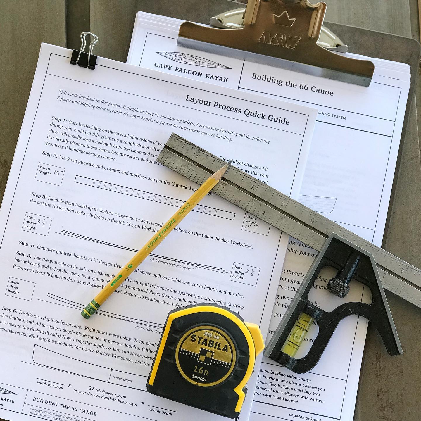 Tools and worksheets from the Cape Falcon Kayak canoe building plans