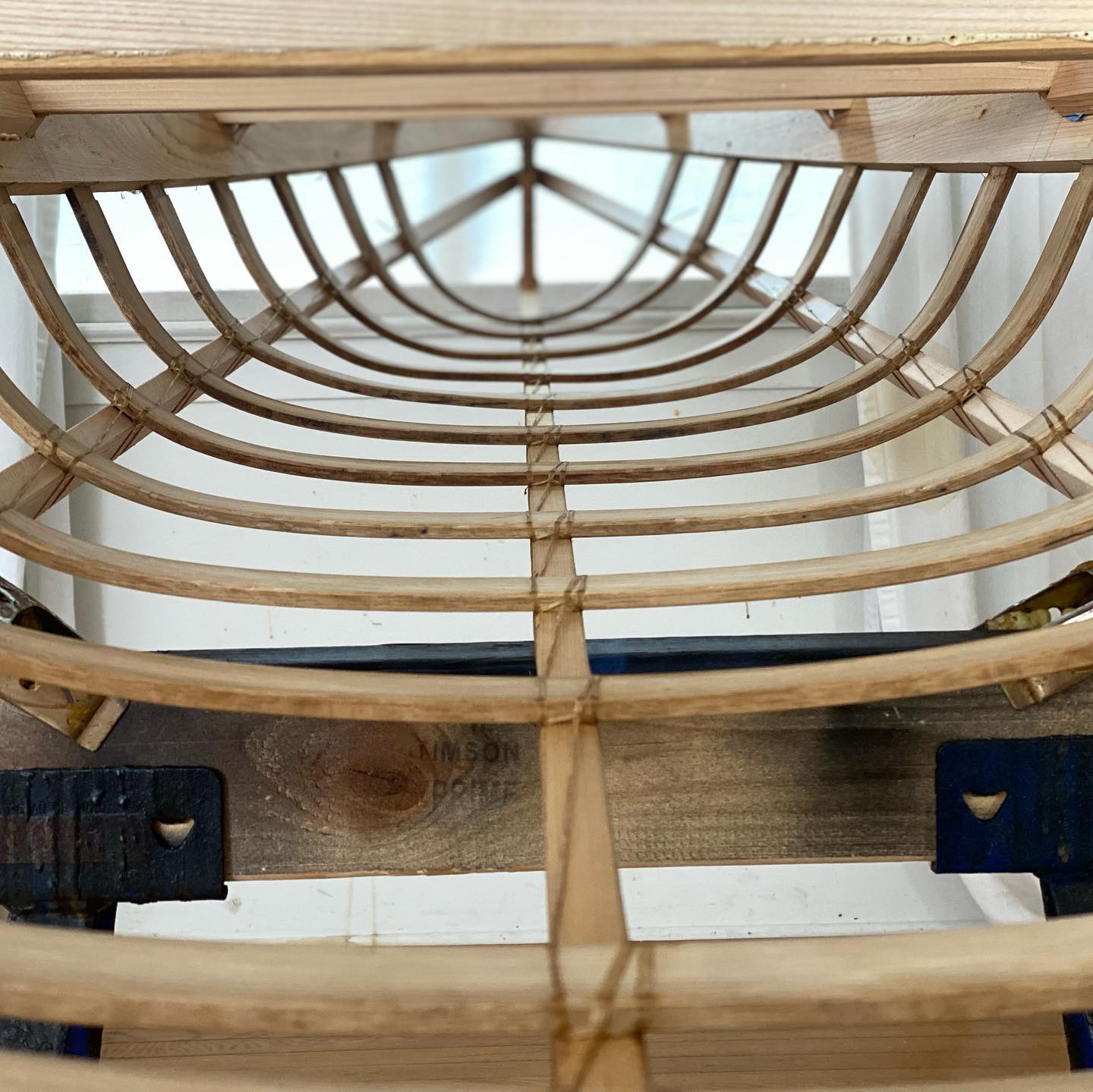 view of the inside of a kayak frame