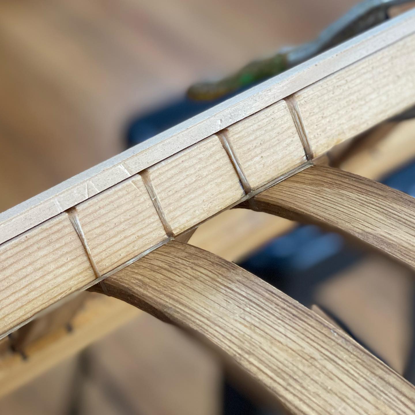 laminated stringer on a skin on frame kayak